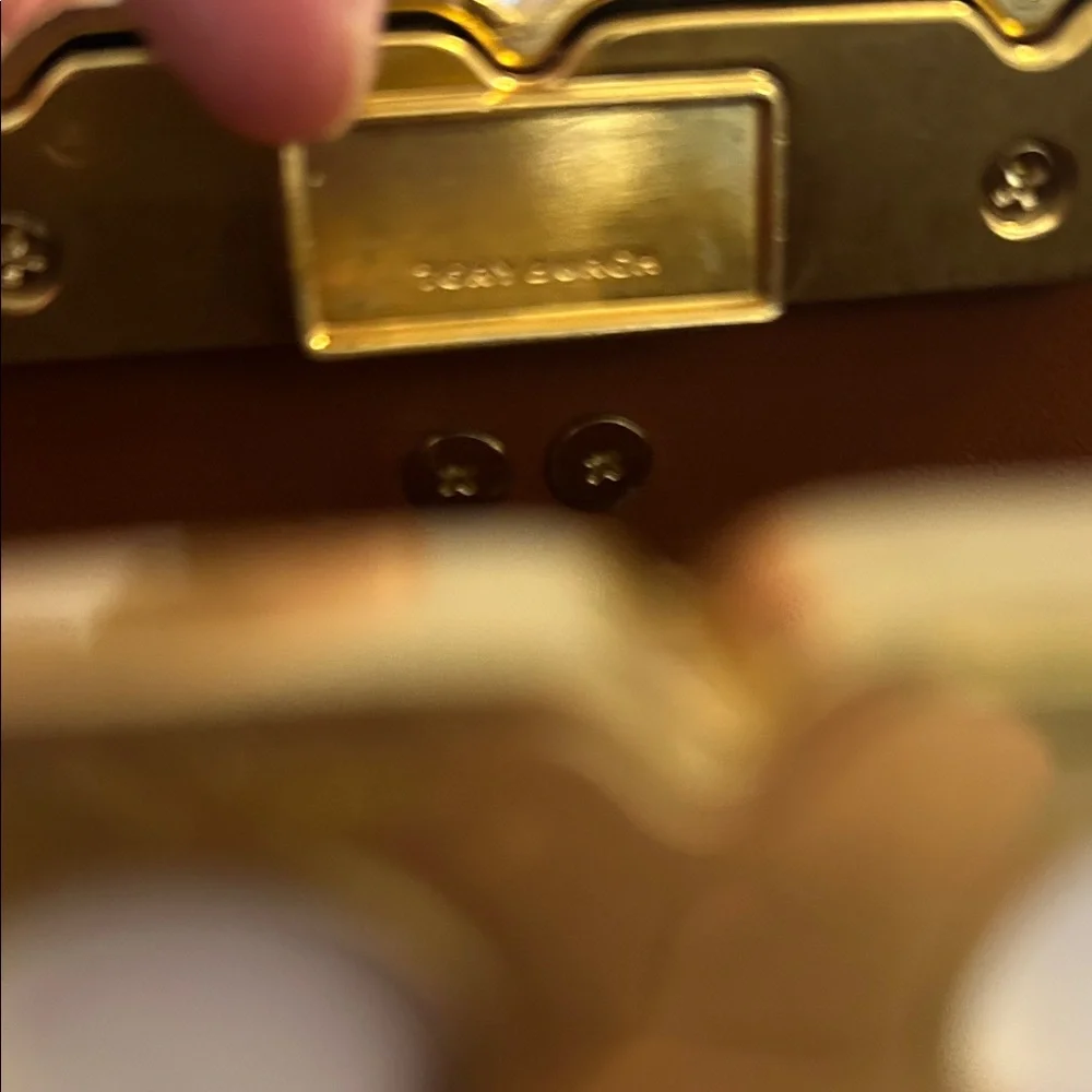 Tory Burch $700 Cream Eleanor Spazoletto Satchel with Gold Logo and Ribbon